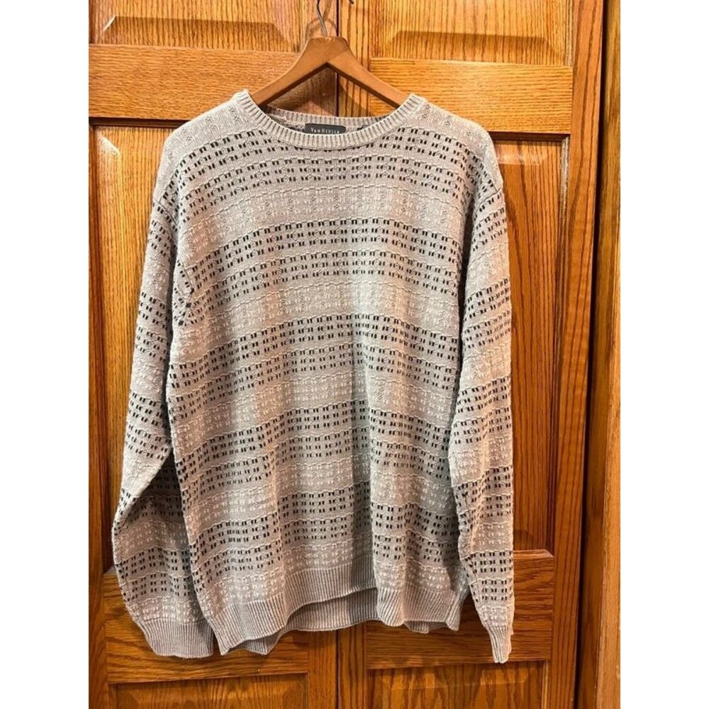 Vintage Van Heusen textured knit sweater crewneck pullover size L